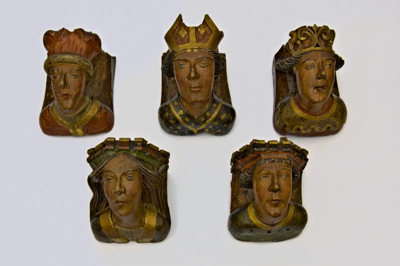 Set of five medieval English corbels