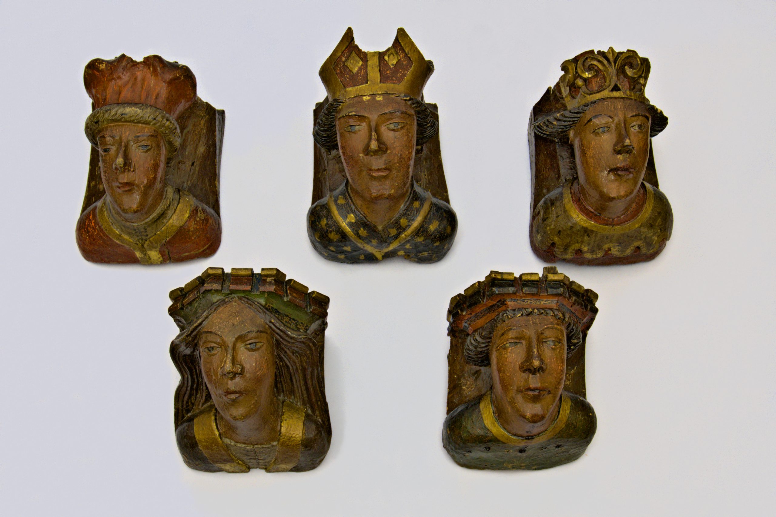 Set of five medieval English corbels