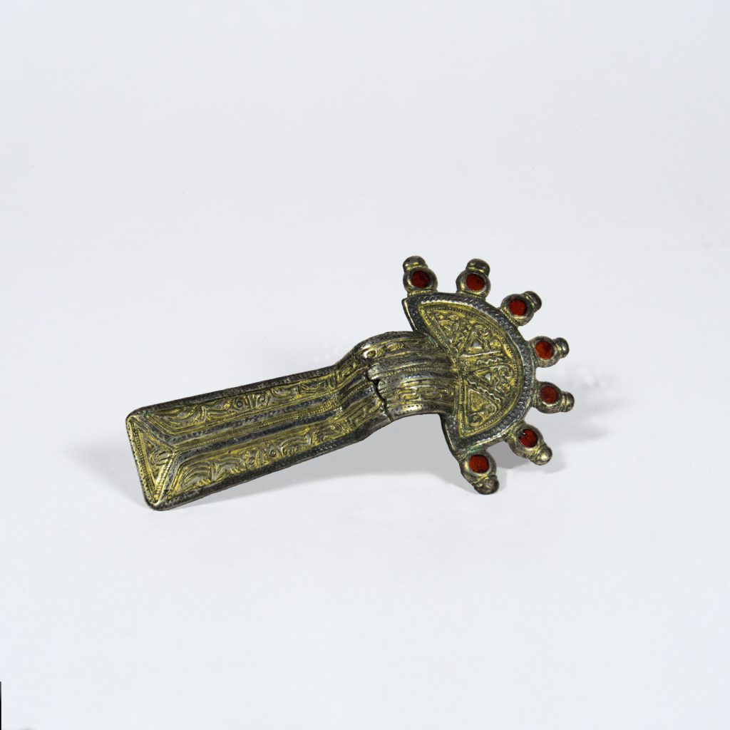 Merovingian silver-gilt fibula set with garnets